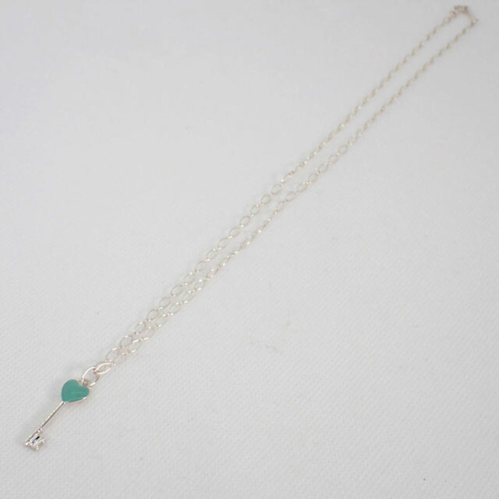TIFFANY/ 925/blue enamel heart key pendant/necklace - Picture 6 of 10